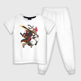 Детская пижама хлопок с принтом Honey badger samurai в Кировске, 100% хлопок |  брюки и футболка прямого кроя, без карманов, на брюках мягкая резинка на поясе и по низу штанин
 | Тематика изображения на принте: барсук | зверь | иллюстрация | китай | медоед | самурай