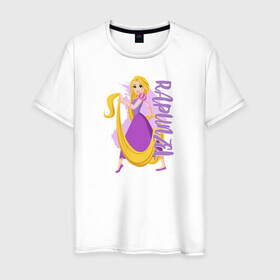 Мужская футболка хлопок с принтом Rapunzel Princess в Кировске, 100% хлопок | прямой крой, круглый вырез горловины, длина до линии бедер, слегка спущенное плечо. | disney | disney princess | rapunzel | дисней | прнцесса | рапунцель