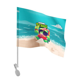 Флаг для автомобиля с принтом Базз Buzz Brawl Stars пляж в Кировске, 100% полиэстер | Размер: 30*21 см | brawl | brawl stars | brawlstars | brawl_stars | buz | buzz | баз | базз | бравл | бравлстарс | буз