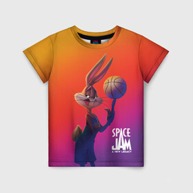 Детская футболка 3D с принтом Space Jam 2 Багз Банни в Кировске, 100% гипоаллергенный полиэфир | прямой крой, круглый вырез горловины, длина до линии бедер, чуть спущенное плечо, ткань немного тянется | Тематика изображения на принте: bugs bunny | space jam | space jam 2 | space jam a new legacy | vdzabma | багз банни | космический джем | космический джем 2 | космический джем: новое поколение