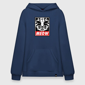 Худи SuperOversize хлопок с принтом Meow Obey в Кировске, 70% хлопок, 30% полиэстер, мягкий начес внутри | карман-кенгуру, эластичная резинка на манжетах и по нижней кромке, двухслойный капюшон
 | animal | cat | cute | kitty | meow | obey | друг | животные | киска | кися | китти | кот | котенок | котик | котэ | кошечка | кошка | мур | мяу | питомец