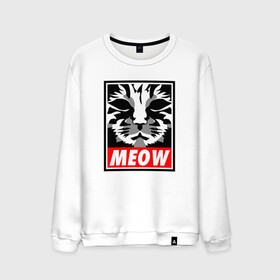 Мужской свитшот хлопок с принтом Meow Obey в Кировске, 100% хлопок |  | animal | cat | cute | kitty | meow | obey | друг | животные | киска | кися | китти | кот | котенок | котик | котэ | кошечка | кошка | мур | мяу | питомец