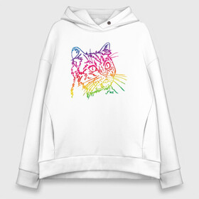 Женское худи Oversize хлопок с принтом Rainbow Cat в Кировске, френч-терри — 70% хлопок, 30% полиэстер. Мягкий теплый начес внутри —100% хлопок | боковые карманы, эластичные манжеты и нижняя кромка, капюшон на магнитной кнопке | animal | cat | cute | kitty | meow | друг | животные | киска | кися | китти | кот | котенок | котик | котэ | кошечка | кошка | мур | мяу | питомец