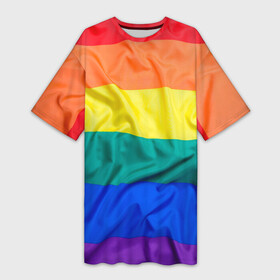 Платье-футболка 3D с принтом Радуга   мятая ткань полотно в Кировске,  |  | gey | би | гендер | квир | маска | меньшинства | огбткю | равноправие | радуга | радужный | трансгендер | трансы | флаг