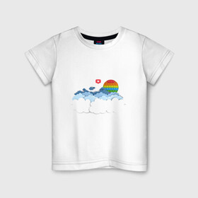 Детская футболка хлопок с принтом Pop it Simple Dimple в Кировске, 100% хлопок | круглый вырез горловины, полуприлегающий силуэт, длина до линии бедер | pop it | simple dimple | восход | закат | лайк | небо | облака | попит | сердечко | симпл димпл