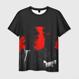 Мужская футболка 3D с принтом Дымится голова в Кировске, 100% полиэфир | прямой крой, круглый вырез горловины, длина до линии бедер | Тематика изображения на принте: голова | дым | красный | люди | черный