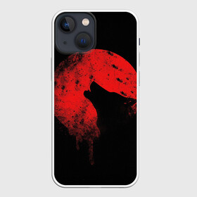 Чехол для iPhone 13 mini с принтом Wolf 3D в Кировске,  |  | абстракция | векторные | вой | волк | кроваваялуна | кровь | минимализм | текстура