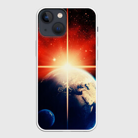 Чехол для iPhone 13 mini с принтом Космос земля 3D в Кировске,  |  | Тематика изображения на принте: вселенная | галактика | звёзды | земля | космос | лучи | рассвет | сияние | солнце