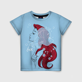 Детская футболка 3D с принтом Ariel and Flounder в Кировске, 100% гипоаллергенный полиэфир | прямой крой, круглый вырез горловины, длина до линии бедер, чуть спущенное плечо, ткань немного тянется | ariel | disney | princess | sea | shtatdis | ариэль | дисней | русалочка