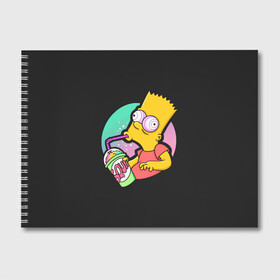 Альбом для рисования с принтом Барт с содой в Кировске, 100% бумага
 | матовая бумага, плотность 200 мг. | bart | simpsons | the simpson | барт | мульт | мультфильм | симпсоны