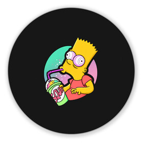 Коврик для мышки круглый с принтом Барт с содой в Кировске, резина и полиэстер | круглая форма, изображение наносится на всю лицевую часть | bart | simpsons | the simpson | барт | мульт | мультфильм | симпсоны