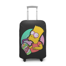 Чехол для чемодана 3D с принтом Барт с содой в Кировске, 86% полиэфир, 14% спандекс | двустороннее нанесение принта, прорези для ручек и колес | bart | simpsons | the simpson | барт | мульт | мультфильм | симпсоны