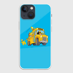 Чехол для iPhone 13 mini с принтом Автобус в Неверленд в Кировске,  |  | bart | gomer | liza | simpsons | the simpson | барт | гомер | лиза | мульт | мультфильм | симпсоны