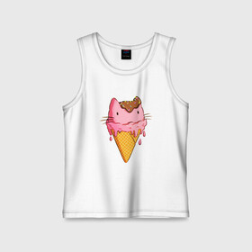 Детская майка хлопок с принтом Cat Ice Cream в Кировске,  |  | animal | cat | cute | ice cream | kitty | meow | друг | еда | животные | киска | кися | китти | кот | котенок | котик | котэ | кошечка | кошка | мороженое | мур | мяу | питомец