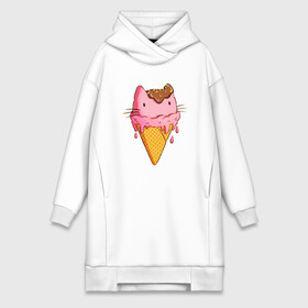 Платье-худи хлопок с принтом Cat Ice Cream в Кировске,  |  | animal | cat | cute | ice cream | kitty | meow | друг | еда | животные | киска | кися | китти | кот | котенок | котик | котэ | кошечка | кошка | мороженое | мур | мяу | питомец