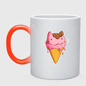 Кружка хамелеон с принтом Cat Ice Cream в Кировске, керамика | меняет цвет при нагревании, емкость 330 мл | Тематика изображения на принте: animal | cat | cute | ice cream | kitty | meow | друг | еда | животные | киска | кися | китти | кот | котенок | котик | котэ | кошечка | кошка | мороженое | мур | мяу | питомец