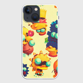 Чехол для iPhone 13 mini с принтом Crazy Simpsons в Кировске,  |  | bart | gomer | liza | simpsons | the simpson | барт | гомер | лиза | мардж | мульт | мультфильм | симпсоны