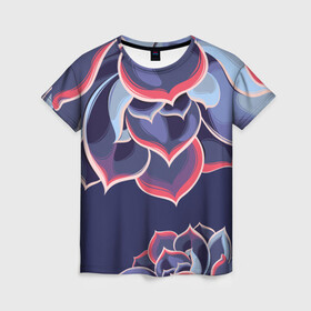 Женская футболка 3D с принтом Суккуленты в Кировске, 100% полиэфир ( синтетическое хлопкоподобное полотно) | прямой крой, круглый вырез горловины, длина до линии бедер | растение | растения | суккулент | суккуленты | цветы