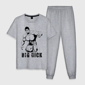 Мужская пижама хлопок с принтом BIG DICK в Кировске, 100% хлопок | брюки и футболка прямого кроя, без карманов, на брюках мягкая резинка на поясе и по низу штанин
 | большой | в шортах | качек | мышцы | человек