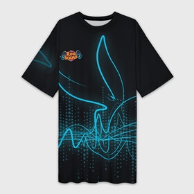 Платье-футболка 3D с принтом Bugs Bunny в Кировске,  |  | bugs bunny | looney tunes | sj2 | space jam | tune squad | vdkarsvet | бакс банни | космический джем | кролик | луни тюнс | тюн сквад