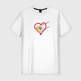 Мужская футболка хлопок Slim с принтом любовь к роллам в Кировске, 92% хлопок, 8% лайкра | приталенный силуэт, круглый вырез ворота, длина до линии бедра, короткий рукав | азиатская кухня | еда | пища | роллы | суши