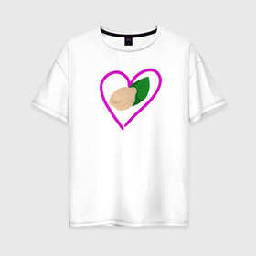 Женская футболка хлопок Oversize с принтом любовь к пельменям в Кировске, 100% хлопок | свободный крой, круглый ворот, спущенный рукав, длина до линии бедер
 | еда | лаврушка | пельмень | пища | сердечко