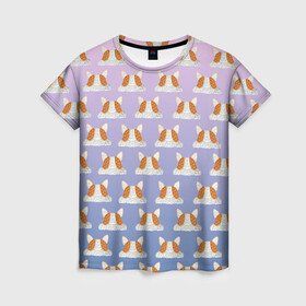 Женская футболка 3D с принтом Pop it Корги Поп-ит корги в Кировске, 100% полиэфир ( синтетическое хлопкоподобное полотно) | прямой крой, круглый вырез горловины, длина до линии бедер | pop it | корги | поп ит | симпл димпл