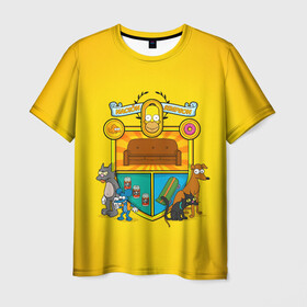 Мужская футболка 3D с принтом Simpsons nation в Кировске, 100% полиэфир | прямой крой, круглый вырез горловины, длина до линии бедер | Тематика изображения на принте: gomer | simpsons | the simpson | гомер | мульт | мультфильм | симпсоны