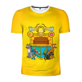 Мужская футболка 3D спортивная с принтом Simpsons nation в Кировске, 100% полиэстер с улучшенными характеристиками | приталенный силуэт, круглая горловина, широкие плечи, сужается к линии бедра | Тематика изображения на принте: gomer | simpsons | the simpson | гомер | мульт | мультфильм | симпсоны