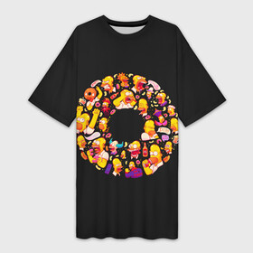 Платье-футболка 3D с принтом Пончик Гомер в Кировске,  |  | gomer | simpsons | the simpson | гомер | мульт | мультфильм | симпсоны