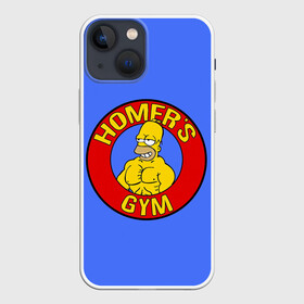 Чехол для iPhone 13 mini с принтом Спортзал Гомера в Кировске,  |  | gomer | gym | simpsons | the simpson | гомер | качалка | мульт | мультфильм | симпсоны | спортзал | спортсменам | спортсмену