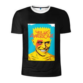 Мужская футболка 3D спортивная с принтом Bart x Bowie в Кировске, 100% полиэстер с улучшенными характеристиками | приталенный силуэт, круглая горловина, широкие плечи, сужается к линии бедра | bart | simpsons | the simpson | барт | дэвид бови | дэвид боуи | мульт | мультфильм | симпсоны