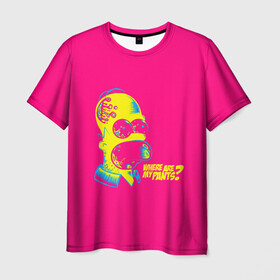Мужская футболка 3D с принтом Acid Gomer в Кировске, 100% полиэфир | прямой крой, круглый вырез горловины, длина до линии бедер | gomer | simpsons | the simpson | гомер | мульт | мультфильм | симпсоны