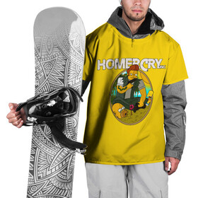 Накидка на куртку 3D с принтом Homer Cry в Кировске, 100% полиэстер |  | far cry | farcray | gomer | homer | simpsons | the simpson | гомер | мульт | мультфильм | симпсоны | фар край