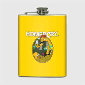 Фляга с принтом Homer Cry в Кировске, металлический корпус | емкость 0,22 л, размер 125 х 94 мм. Виниловая наклейка запечатывается полностью | Тематика изображения на принте: far cry | farcray | gomer | homer | simpsons | the simpson | гомер | мульт | мультфильм | симпсоны | фар край