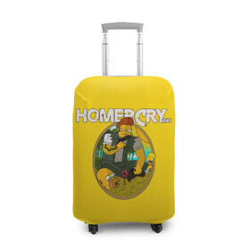 Чехол для чемодана 3D с принтом Homer Cry в Кировске, 86% полиэфир, 14% спандекс | двустороннее нанесение принта, прорези для ручек и колес | far cry | farcray | gomer | homer | simpsons | the simpson | гомер | мульт | мультфильм | симпсоны | фар край