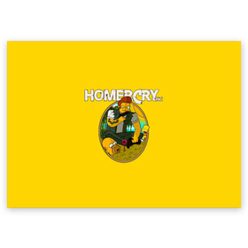 Поздравительная открытка с принтом Homer Cry в Кировске, 100% бумага | плотность бумаги 280 г/м2, матовая, на обратной стороне линовка и место для марки
 | far cry | farcray | gomer | homer | simpsons | the simpson | гомер | мульт | мультфильм | симпсоны | фар край