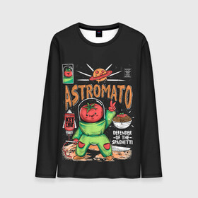 Мужской лонгслив 3D с принтом Astromato в Кировске, 100% полиэстер | длинные рукава, круглый вырез горловины, полуприлегающий силуэт | alive | astronaut | defender | food | galaxy | ketchup | monster | moon | pizza | planet | space | spaghetti | tomato | vegetable | астронавт | галактика | еда | живая | живой | защитник | кетчуп | космос | луна | монстр | овощ | пицца | планета | помидор