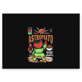 Поздравительная открытка с принтом Astromato в Кировске, 100% бумага | плотность бумаги 280 г/м2, матовая, на обратной стороне линовка и место для марки
 | Тематика изображения на принте: alive | astronaut | defender | food | galaxy | ketchup | monster | moon | pizza | planet | space | spaghetti | tomato | vegetable | астронавт | галактика | еда | живая | живой | защитник | кетчуп | космос | луна | монстр | овощ | пицца | планета | помидор