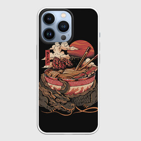 Чехол для iPhone 13 Pro с принтом Ramen Protector в Кировске,  |  | chinese | clouds | dawn | defender | dragon | fire breathing | japan | monster | protector | ramen | reptile | sticks | sunset | дракон | закат | защитник | китайский | монстр | облака | огнедышащий | палочки | рамен | рамэн | рассвет | япония