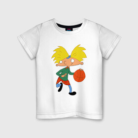 Детская футболка хлопок с принтом Эй, Арнольд в Кировске, 100% хлопок | круглый вырез горловины, полуприлегающий силуэт, длина до линии бедер | heyarnold | аронльдсмячом | эйарнольд | эйарнольдпропустидаму