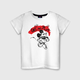 Детская футболка хлопок с принтом call me mickey в Кировске, 100% хлопок | круглый вырез горловины, полуприлегающий силуэт, длина до линии бедер | disney | mickey mouse | дисней | микки маус