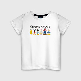 Детская футболка хлопок с принтом Друзья микки в Кировске, 100% хлопок | круглый вырез горловины, полуприлегающий силуэт, длина до линии бедер | disney | mickey mouse | дисней | микки маус