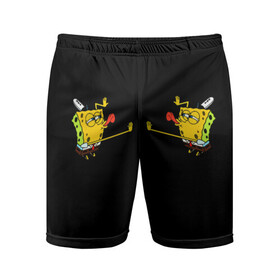 Мужские шорты спортивные с принтом SpongeBob 2s в Кировске,  |  | губка боб | два | на коленях | облизывает | спанч боб