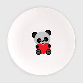 Тарелка с принтом Love Панда в Кировске, фарфор | диаметр - 210 мм
диаметр для нанесения принта - 120 мм | Тематика изображения на принте: маленькая панда | медвежонок | панда | сердце | черно белый медведь