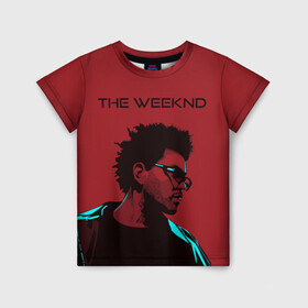 Детская футболка 3D с принтом the weeknd в Кировске, 100% гипоаллергенный полиэфир | прямой крой, круглый вырез горловины, длина до линии бедер, чуть спущенное плечо, ткань немного тянется | Тематика изображения на принте: blinding lights | music | pop | star boy | the weekend | the weeknd | музыка | уикенд