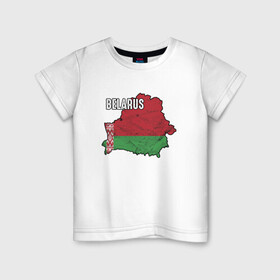 Детская футболка хлопок с принтом Belarus Map в Кировске, 100% хлопок | круглый вырез горловины, полуприлегающий силуэт, длина до линии бедер | Тематика изображения на принте: belarus | ussr | беларусь | белорус | белоруссия | лукашенко | минск | ссср | страна | турист | флаг