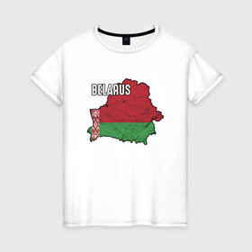 Женская футболка хлопок с принтом Belarus Map в Кировске, 100% хлопок | прямой крой, круглый вырез горловины, длина до линии бедер, слегка спущенное плечо | belarus | ussr | беларусь | белорус | белоруссия | лукашенко | минск | ссср | страна | турист | флаг