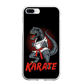 Чехол для iPhone 7Plus/8 Plus матовый с принтом KARATE T-REX в Кировске, Силикон | Область печати: задняя сторона чехла, без боковых панелей | animal | dinosaur | fight | fighter | hunter | karate | red | sport | strong | t rex | боец | бои | динозавр | карате | сила | спорт | тиранозавр | хищник