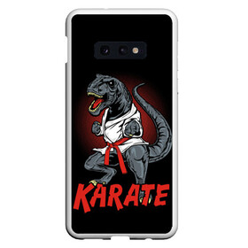 Чехол для Samsung S10E с принтом KARATE T-REX в Кировске, Силикон | Область печати: задняя сторона чехла, без боковых панелей | animal | dinosaur | fight | fighter | hunter | karate | red | sport | strong | t rex | боец | бои | динозавр | карате | сила | спорт | тиранозавр | хищник